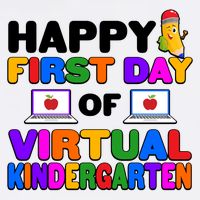 Cute Happy First Day Of Virtual Kindergarten Garment-Dyed Sweatshirt