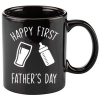Cute Happy First Father's Day Baby Bottle 11oz C Handle Ceramic Mug