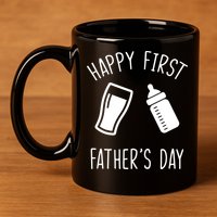Cute Happy First Father's Day Baby Bottle 11oz C Handle Ceramic Mug