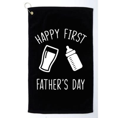 Cute Happy First Father's Day Baby Bottle Platinum Collection Golf Towel