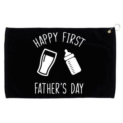 Cute Happy First Father's Day Baby Bottle Grommeted Golf Towel