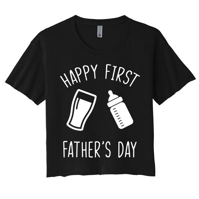 Cute Happy First Father's Day Baby Bottle Crop Top