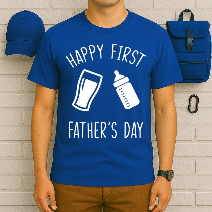 Cute Happy First Father's Day Baby Bottle T-Shirt