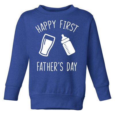 Cute Happy First Father's Day Baby Bottle Toddler Sweatshirt