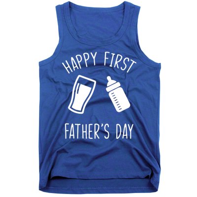 Cute Happy First Father's Day Baby Bottle Tank Top