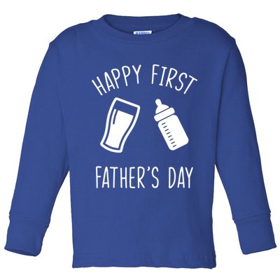Cute Happy First Father's Day Baby Bottle Toddler Long Sleeve Shirt