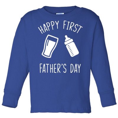 Cute Happy First Father's Day Baby Bottle Toddler Long Sleeve Shirt