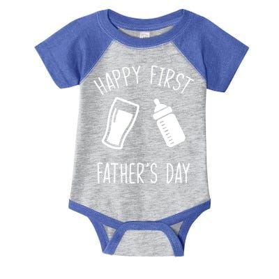 Cute Happy First Father's Day Baby Bottle Infant Baby Jersey Bodysuit