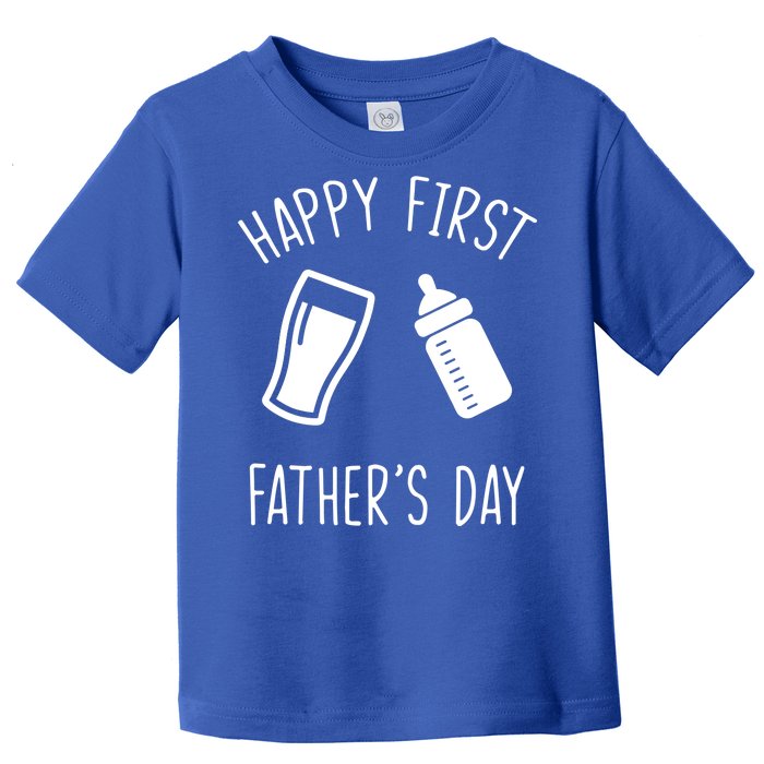 Cute Happy First Father's Day Baby Bottle Toddler T-Shirt