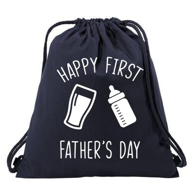 Cute Happy First Father's Day Baby Bottle Drawstring Bag