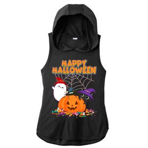 Cute Happy Halloween Friends Ladies PosiCharge Tri-Blend Wicking Draft Hoodie Tank