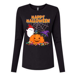 Cute Happy Halloween Friends Womens Cotton Relaxed Long Sleeve T-Shirt