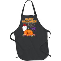 Cute Happy Halloween Friends Full-Length Apron With Pockets