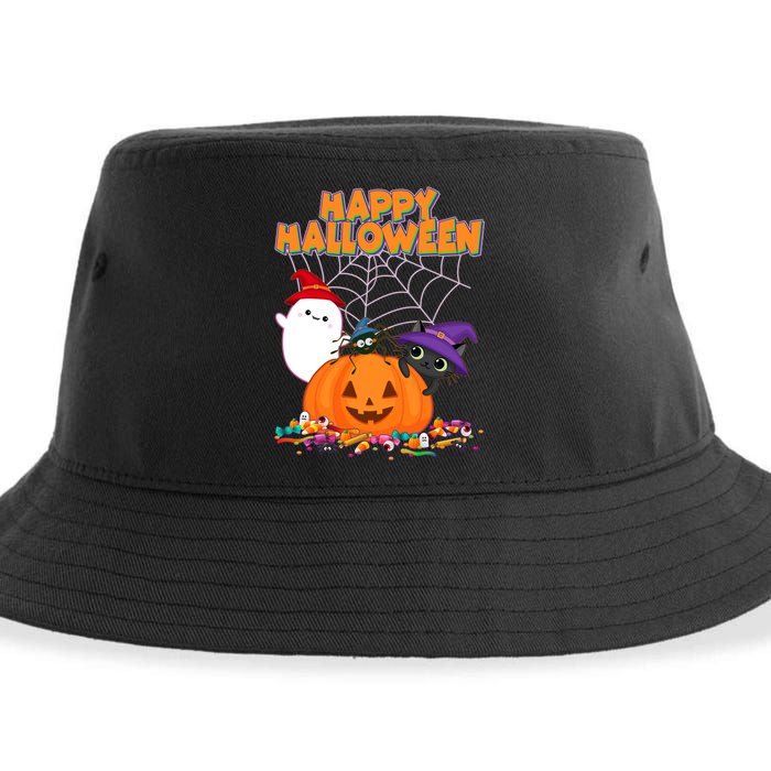 Cute Happy Halloween Friends Sustainable Bucket Hat