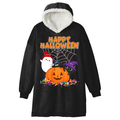 Cute Happy Halloween Friends Hooded Wearable Blanket