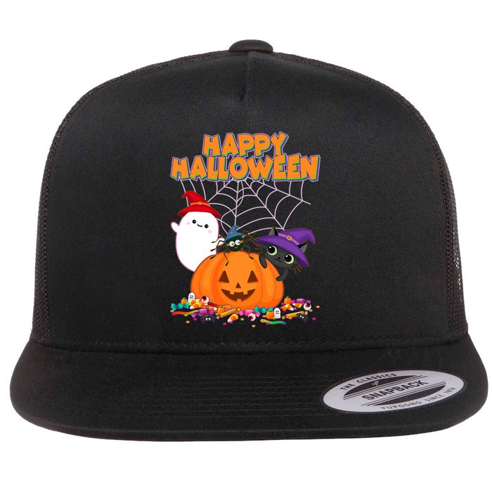 Cute Happy Halloween Friends Flatbill Hat
