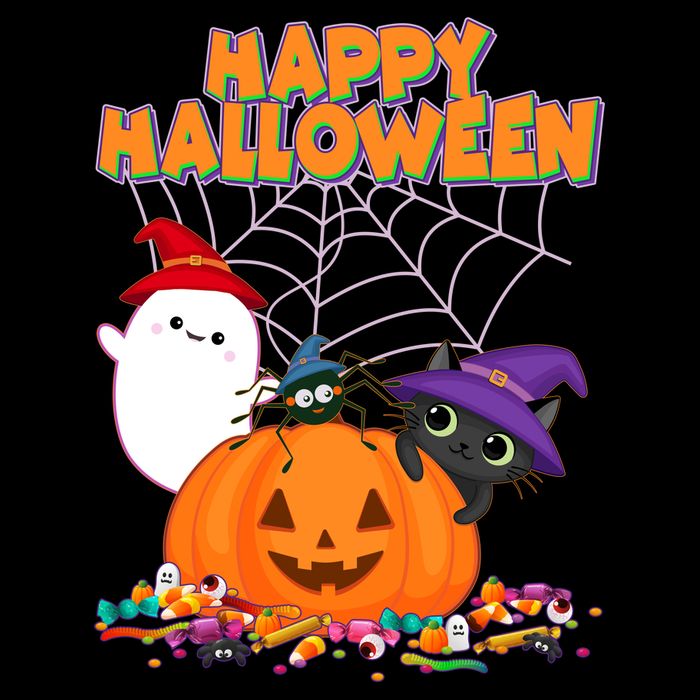 Cute Happy Halloween Friends Flatbill Hat