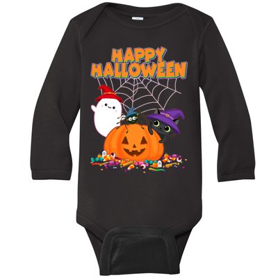 Cute Happy Halloween Friends Baby Long Sleeve Bodysuit