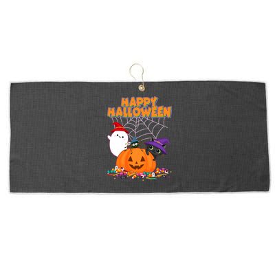 Cute Happy Halloween Friends Large Microfiber Waffle Golf Towel