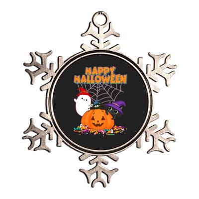 Cute Happy Halloween Friends Metallic Star Ornament