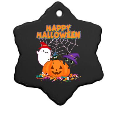 Cute Happy Halloween Friends Ceramic Star Ornament