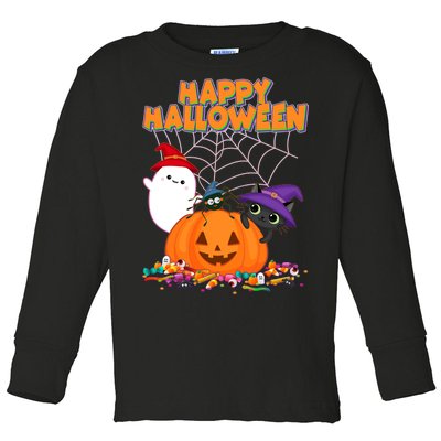 Cute Happy Halloween Friends Toddler Long Sleeve Shirt