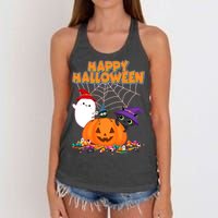 Cute Happy Halloween Friends Women's Knotted Racerback Tank