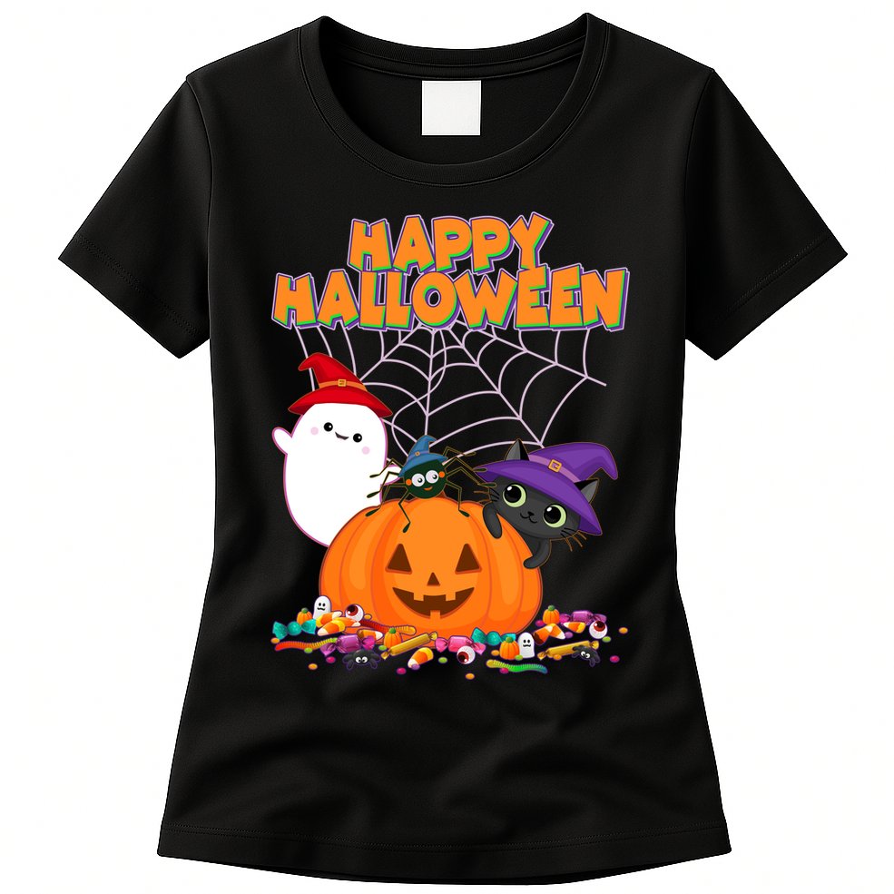Cute Happy Halloween Friends Womens T-Shirt