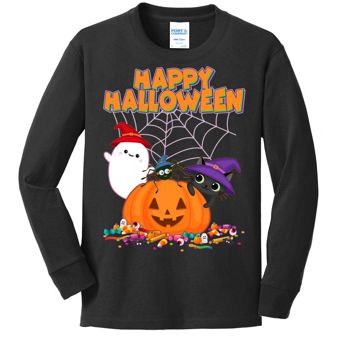 Cute Happy Halloween Friends Kids Long Sleeve Shirt