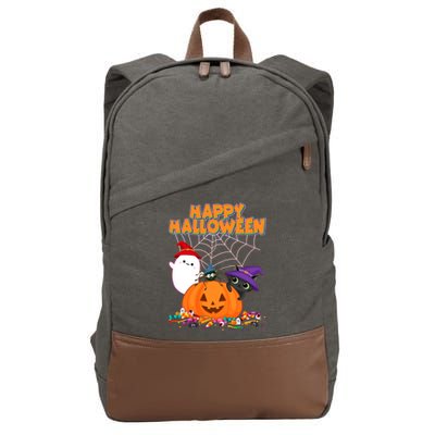 Cute Happy Halloween Friends Cotton Canvas Backpack