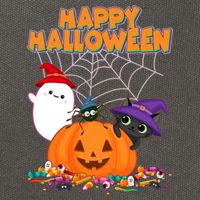 Cute Happy Halloween Friends Cotton Canvas Backpack