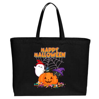 Cute Happy Halloween Friends Cotton Canvas Jumbo Tote