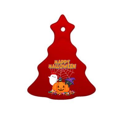 Cute Happy Halloween Friends Ceramic Tree Ornament