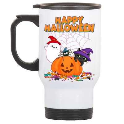 Cute Happy Halloween Friends Stainless Steel Travel Mug