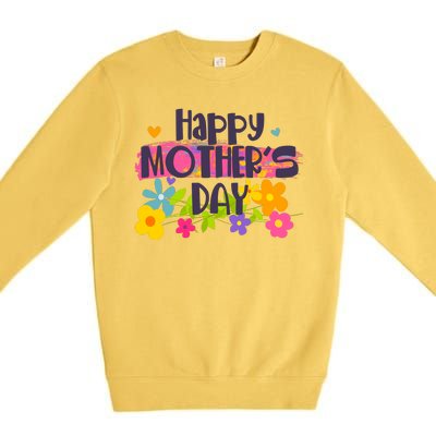 Cute Happy Mother's Day Paint Splash Flowers Premium Crewneck Sweatshirt