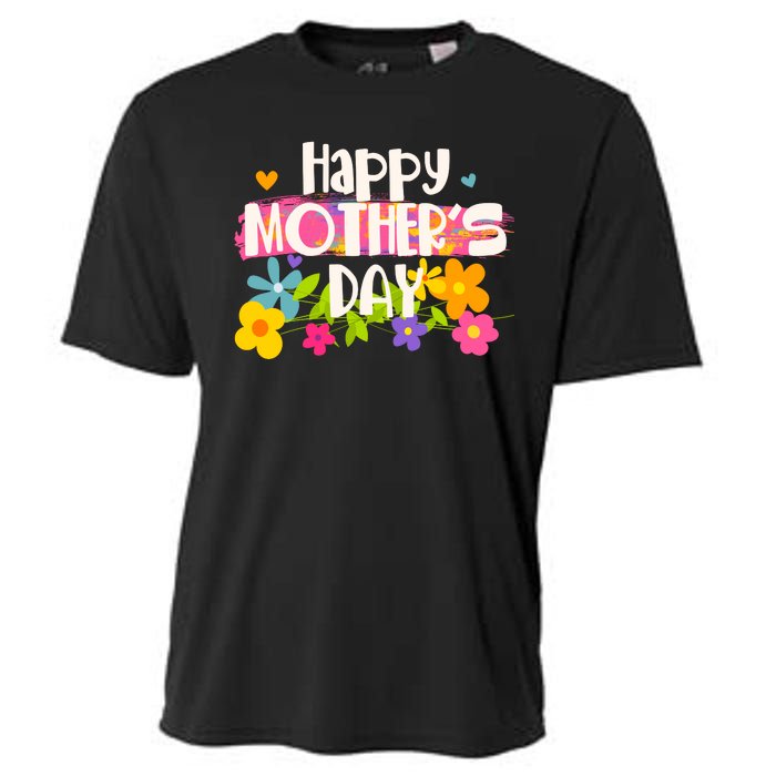 Cute Happy Mother's Day Paint Splash Flowers Cooling Performance Crew T-Shirt