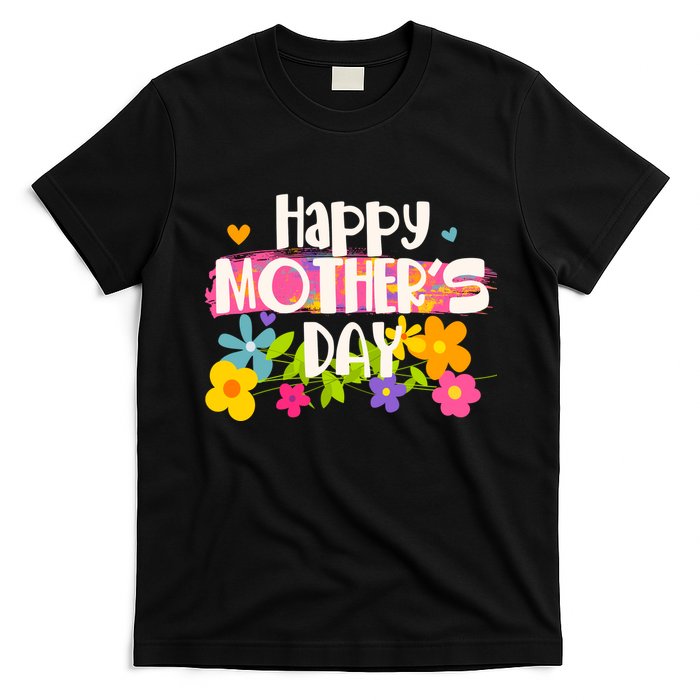 Cute Happy Mother's Day Paint Splash Flowers T-Shirt