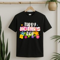 Cute Happy Mother's Day Paint Splash Flowers T-Shirt