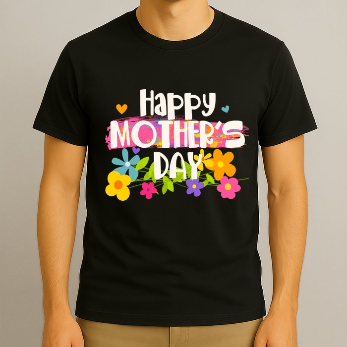 Cute Happy Mother's Day Paint Splash Flowers T-Shirt