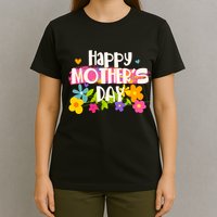 Cute Happy Mother's Day Paint Splash Flowers T-Shirt