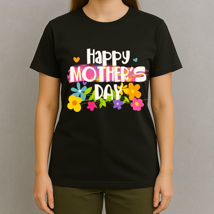 Cute Happy Mother's Day Paint Splash Flowers T-Shirt
