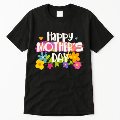 Cute Happy Mother's Day Paint Splash Flowers Tall T-Shirt