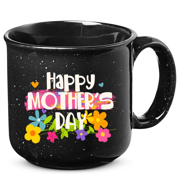 Cute Happy Mother's Day Paint Splash Flowers 15oz Campfire Ceramic Mug