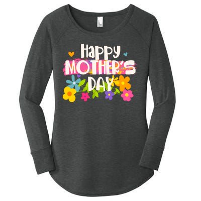 Cute Happy Mother's Day Paint Splash Flowers Women's Perfect Tri Tunic Long Sleeve Shirt