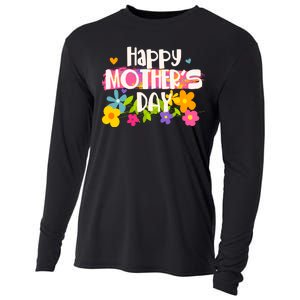 Cute Happy Mother's Day Paint Splash Flowers Cooling Performance Long Sleeve Crew