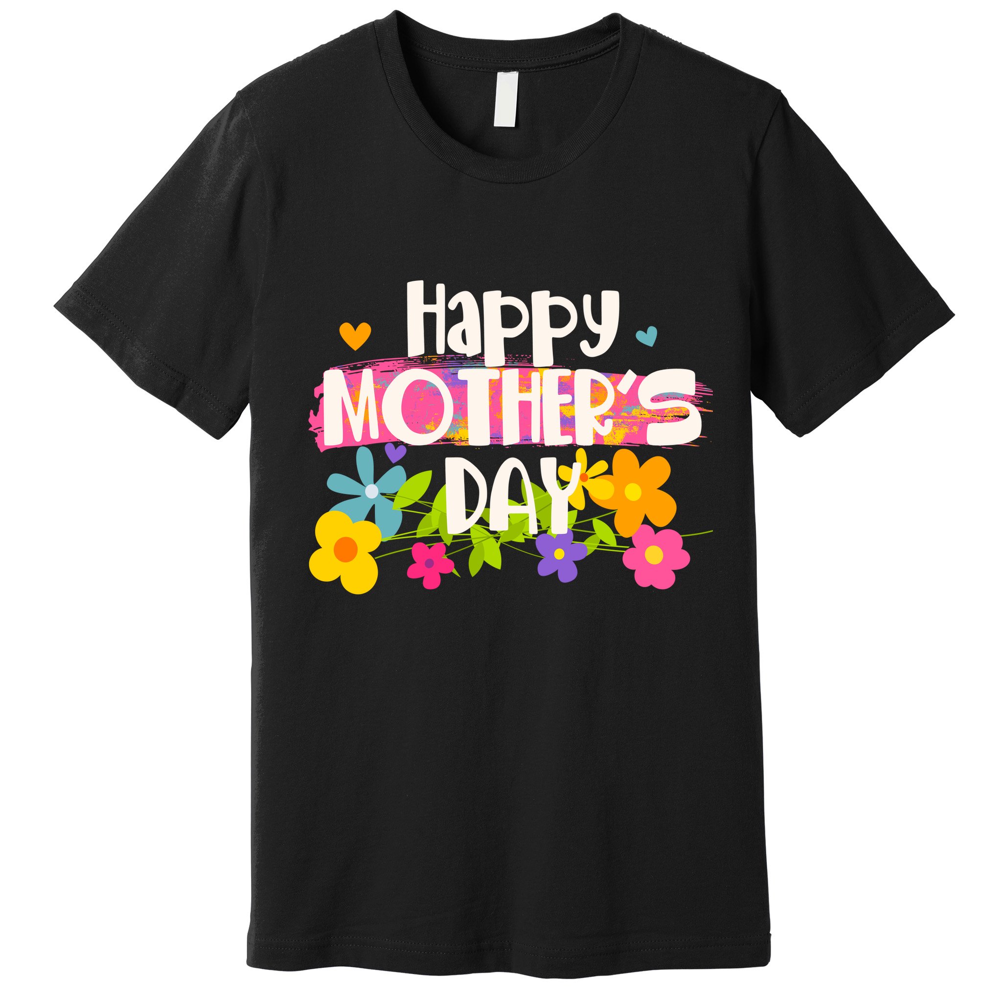 Cute Happy Mother's Day Paint Splash Flowers Premium T-Shirt
