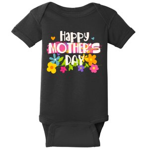 Cute Happy Mother's Day Paint Splash Flowers Baby Bodysuit