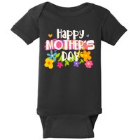 Cute Happy Mother's Day Paint Splash Flowers Baby Bodysuit