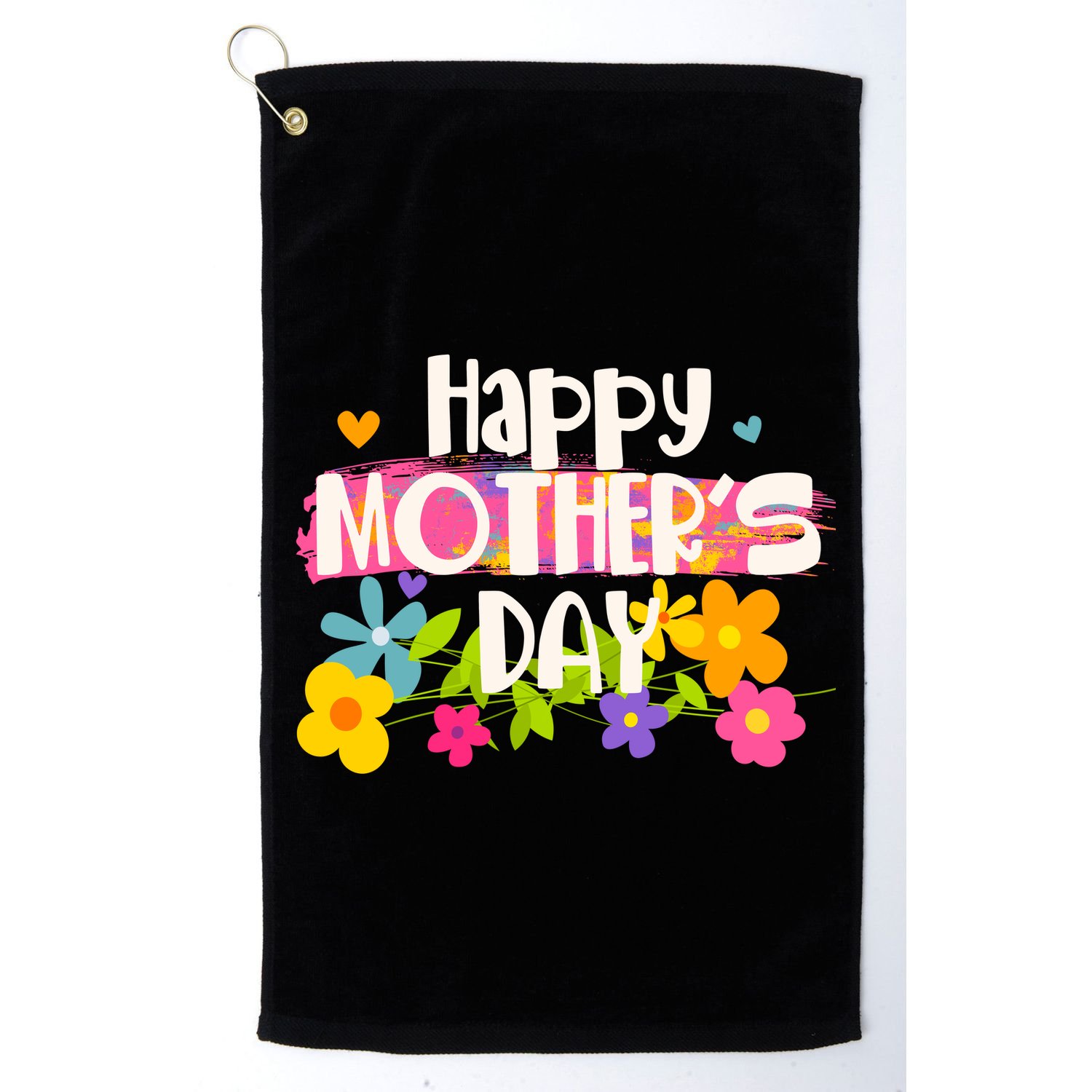 Cute Happy Mother's Day Paint Splash Flowers Golf Towel