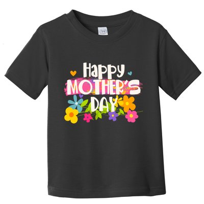 Cute Happy Mother's Day Paint Splash Flowers Toddler T-Shirt